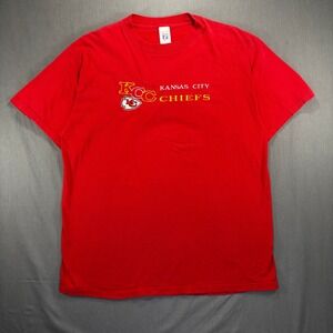 Vintage Logo 7 Kansas City Chiefs NFL Football Embroidered Red‎ T Shirt Men's XL